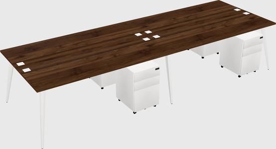 Shared rectangular office desk system