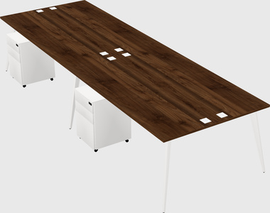 Shared rectangular office desk system