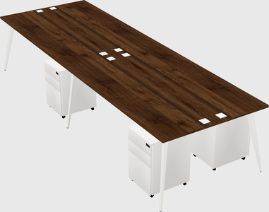 Shared rectangular office desk system