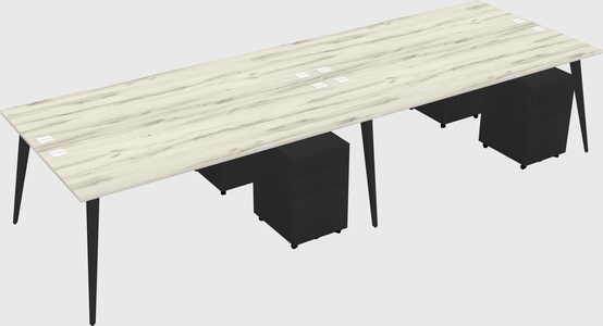 Shared rectangular office desk system