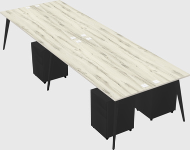 Shared rectangular office desk system