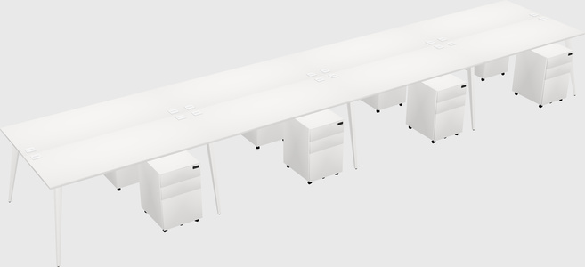 Shared rectangular office desk system