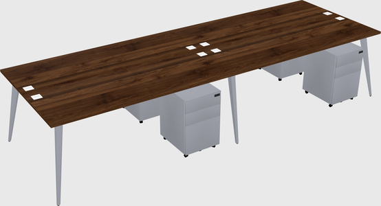 Shared rectangular office desk system