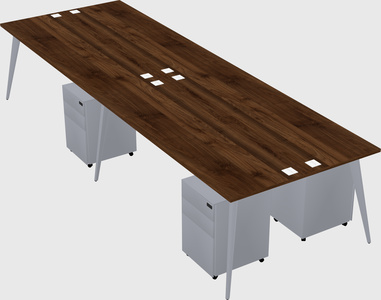 Shared rectangular office desk system