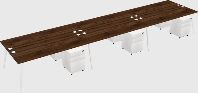Shared rectangular office desk system