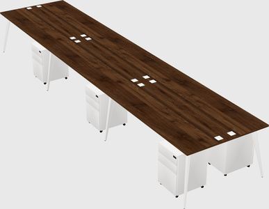 Shared rectangular office desk system