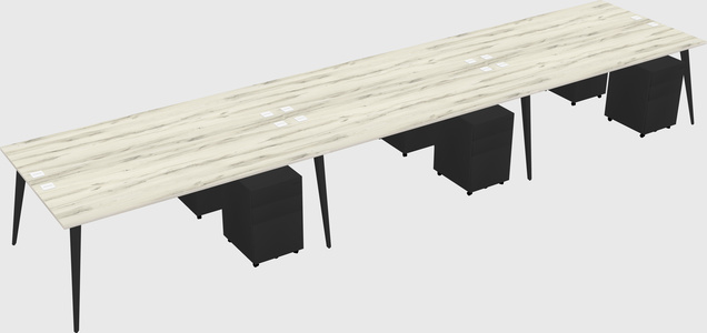 Shared rectangular office desk system