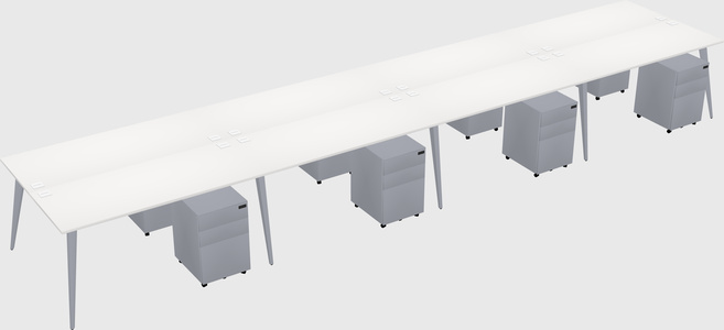 Shared rectangular office desk system