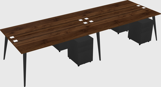 Shared rectangular office desk system