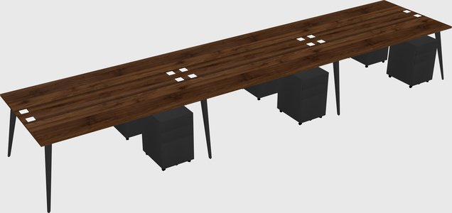 Shared rectangular office desk system