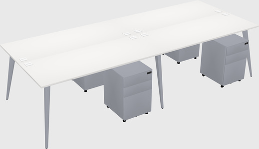 Shared rectangular office desk system