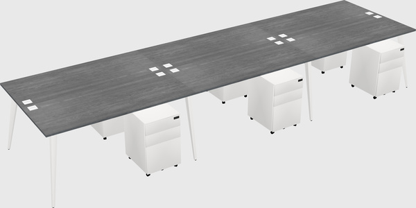 Shared rectangular office desk system