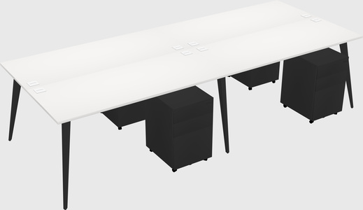 Shared rectangular office desk system