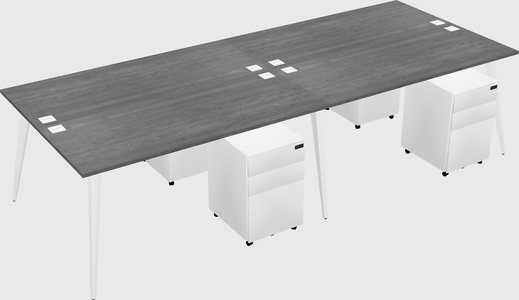 Shared rectangular office desk system