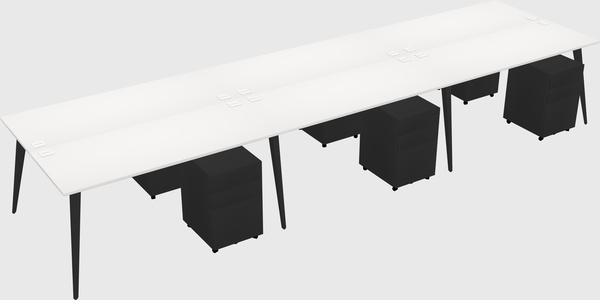 Shared rectangular office desk system
