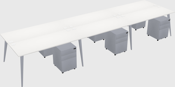 Shared rectangular office desk system