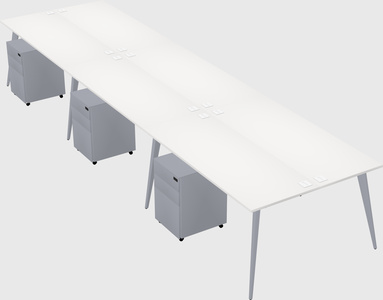 Shared rectangular office desk system