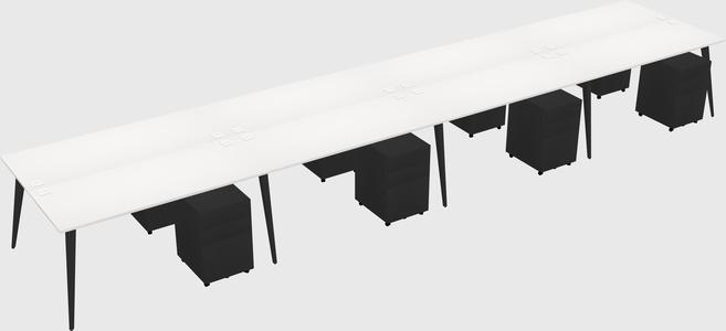 Shared rectangular office desk system