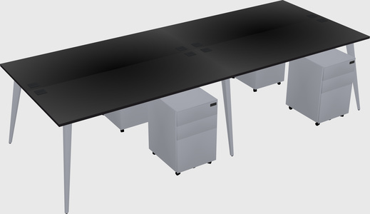 Shared rectangular office desk system
