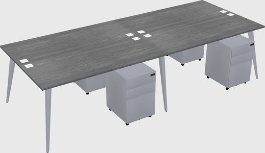 Shared rectangular office desk system