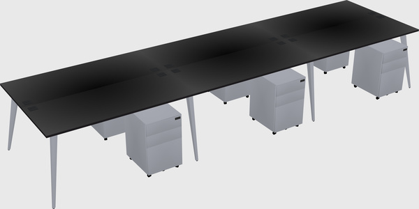 Shared rectangular office desk system