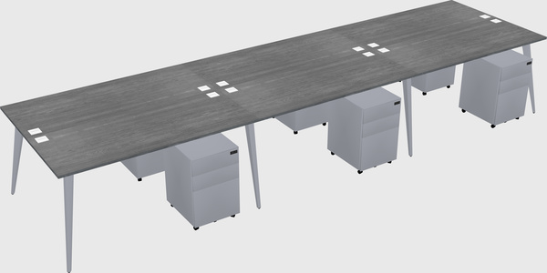 Shared rectangular office desk system