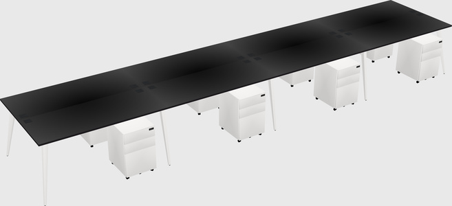 Shared rectangular office desk system