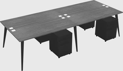 Shared rectangular office desk system