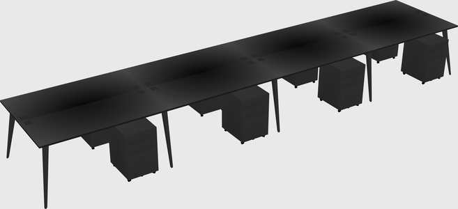 Shared rectangular office desk system