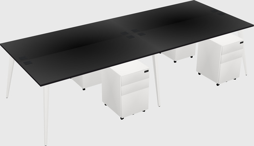 Shared rectangular office desk system