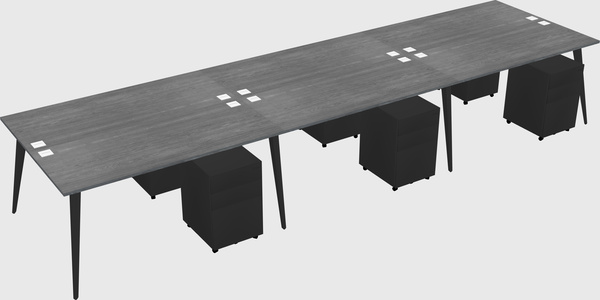 Shared rectangular office desk system