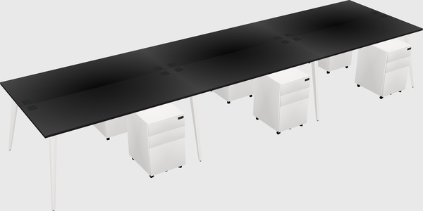 Shared rectangular office desk system