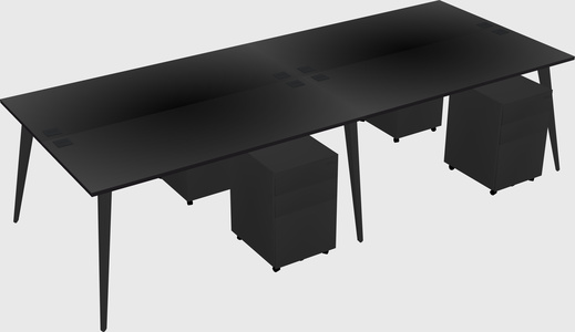 Shared rectangular office desk system