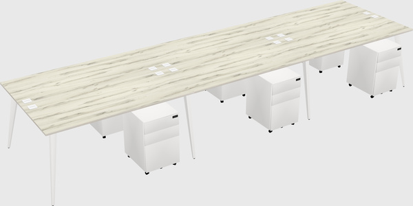 Shared rectangular office desk system