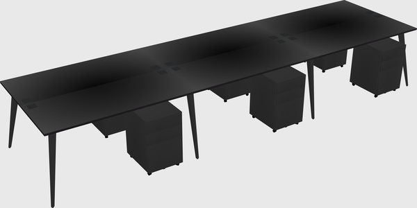 Shared rectangular office desk system