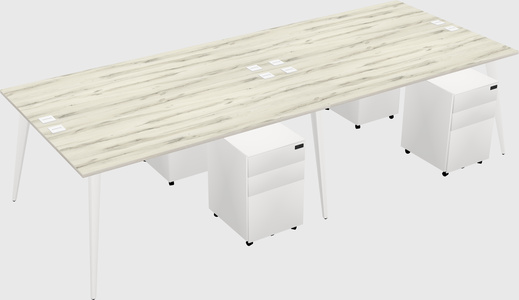 Shared rectangular office desk system