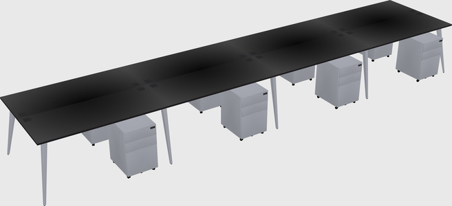 Shared rectangular office desk system