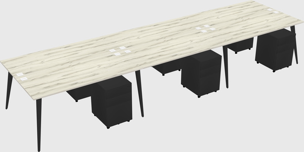 Shared rectangular office desk system