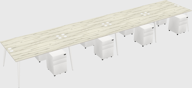Shared rectangular office desk system