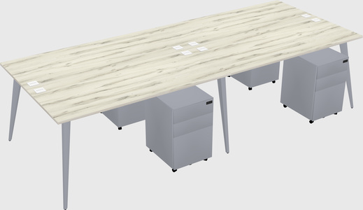 Shared rectangular office desk system