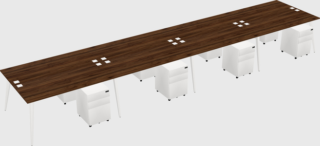 Shared rectangular office desk system