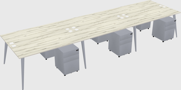 Shared rectangular office desk system