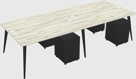 Shared rectangular office desk system