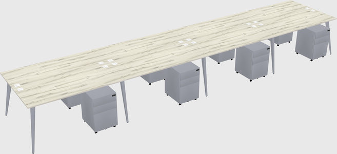 Shared rectangular office desk system