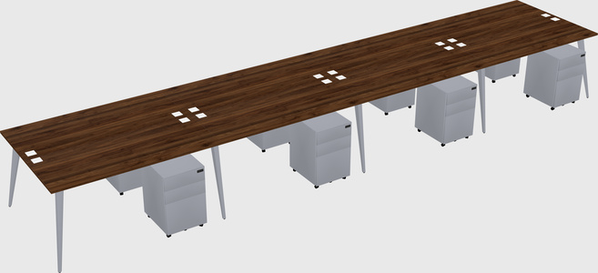 Shared rectangular office desk system