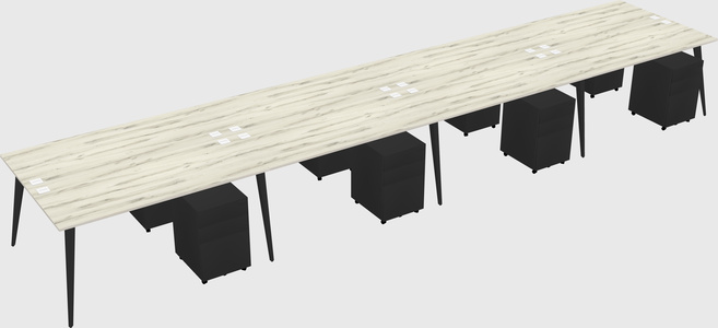 Shared rectangular office desk system
