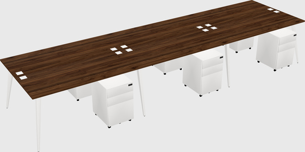 Shared rectangular office desk system