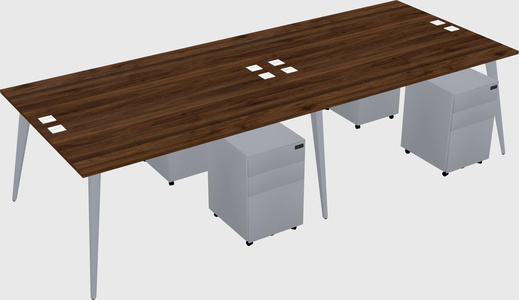 Shared rectangular office desk system