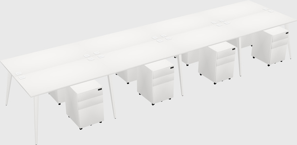 Shared rectangular office desk system
