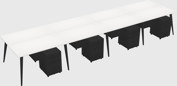 Shared rectangular office desk system
